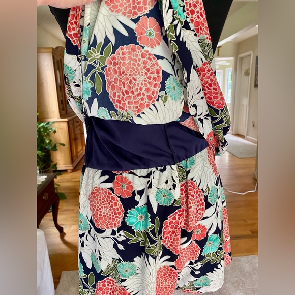 dee elle Floral Summer Halter Romper Turquoise Coral - Picture 13 of 14